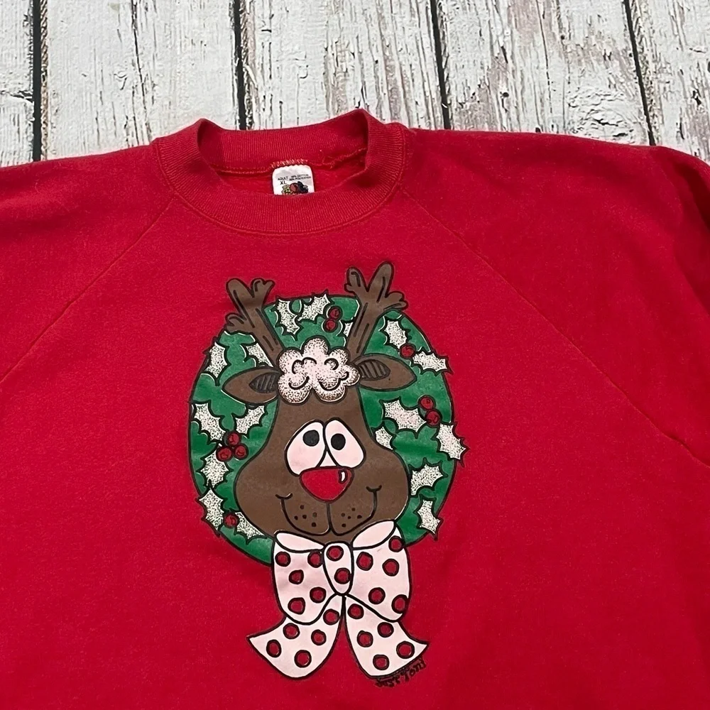 Vintage Rudolph the Red nose Reindeer 1980s Ugly Christmas Sweatshirt